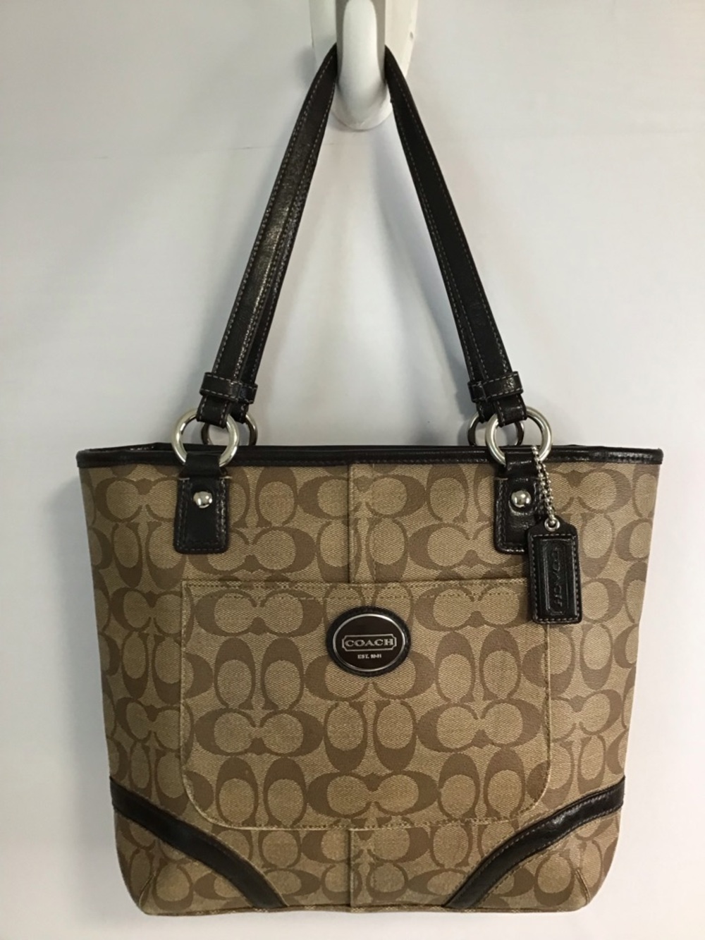 Coach Peyton Signature Logo Heritage Handbag Tote BrownVintage Y2K